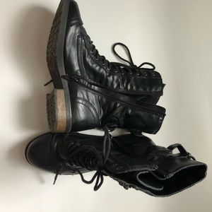 Black Combat Boots. Faux Leather. Hardly worn!